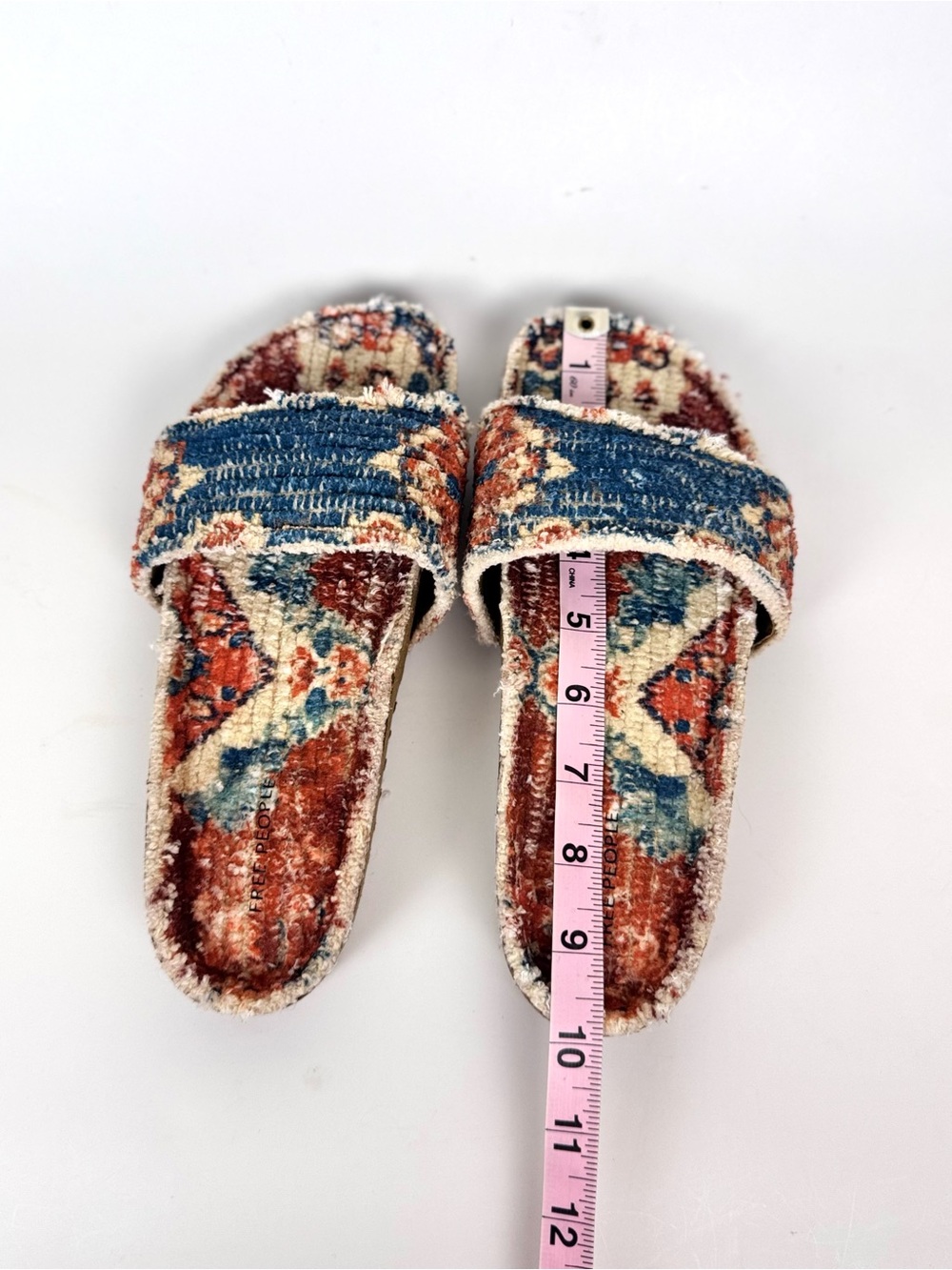 Free People Woven Wonders Footbed Sandals Navy Rust Combo Size 7 - Picture 16 of 17